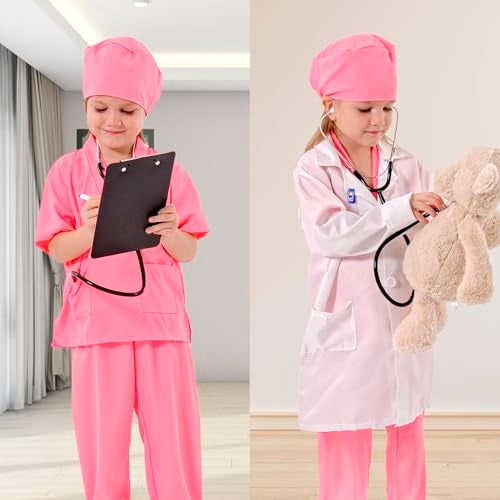 Liberry Doctor Costume for Kids Toddler Doctor Dress Up Clothes with Real Stethoscope Career Day Role Play Gift for Girls - Image 5