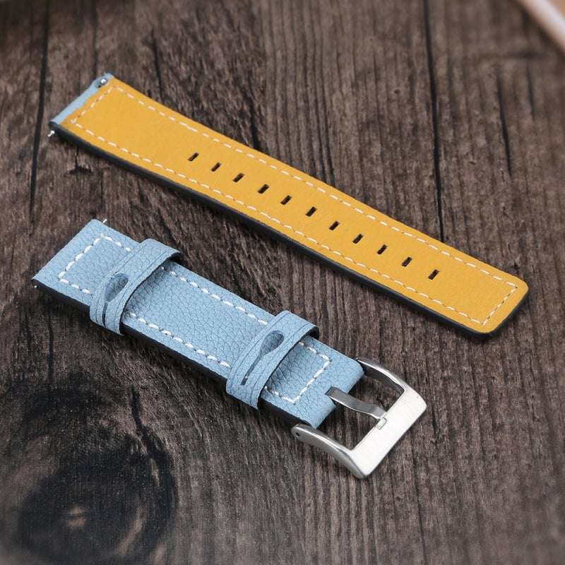 Leather Strap 22mm Comfortable Wearing Quick Release - Rustproof Stainless Steel Buckle Fine Stitching for 46mm Watches - Image 4