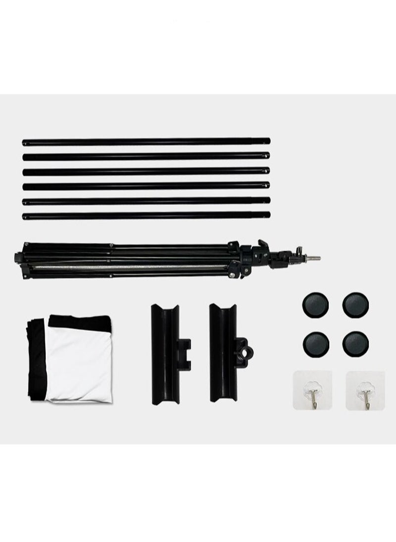 Flash Hawk - 2 in 1 84 inch 16:9 Portable Foldable Projection Screen Soft Curtain With Tripod Stand and Carrying Bag for Indoor Outdoor Home Theater Backyard Cinema Travel - Image 1