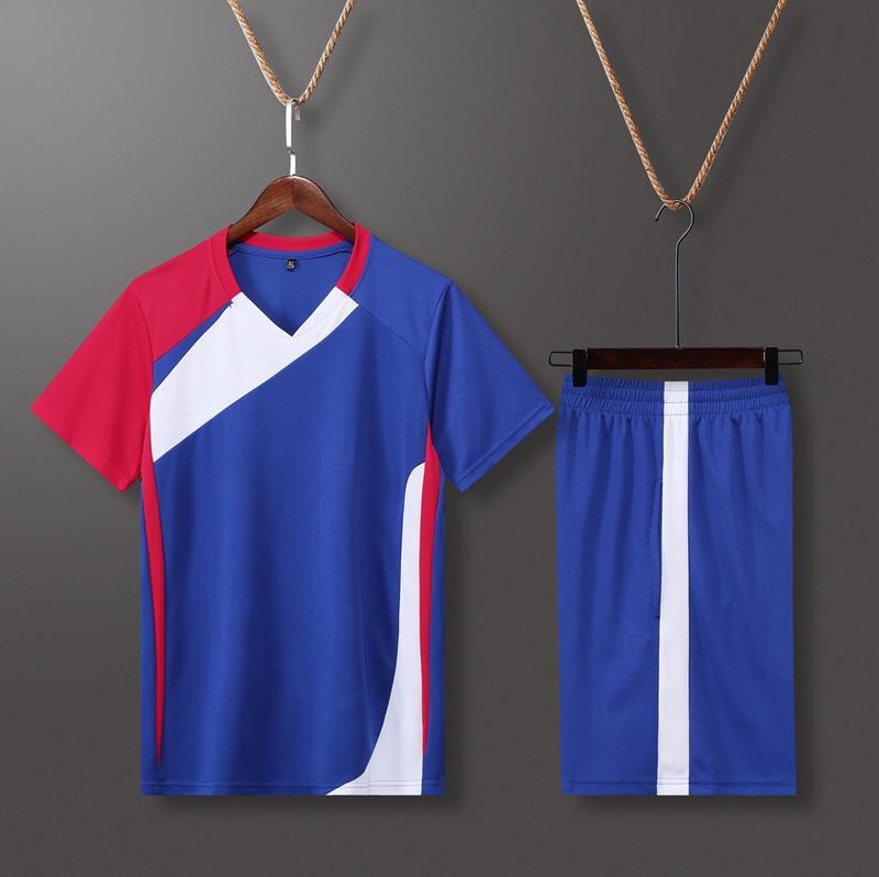Generic New Volleyball Clothing Mens Short-sleeved Suit Volleyball Team Uniform Training Clothing Air Volleyball Clothing Womens Volleyball Jersey Competition Clothing 840 male color blue 