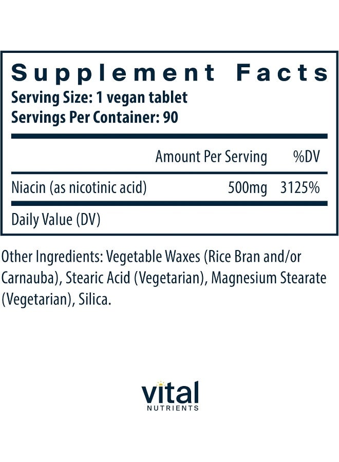Vital Nutrients Niacin 500mg, Extended Release 90t - Image 2