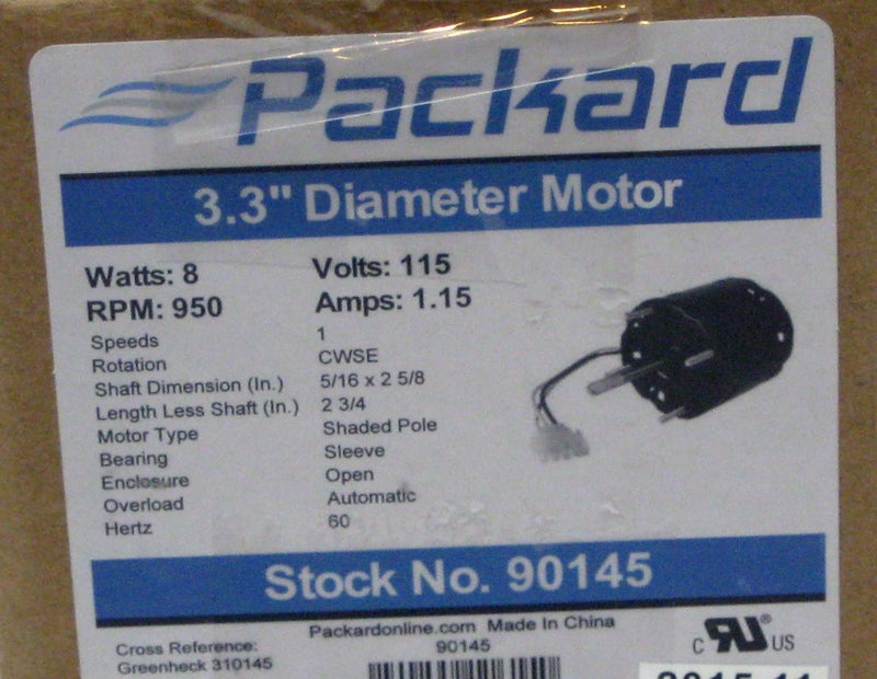Packard 90145 Motor for Greenheck 310145, 8 Watt, 115/60 Volts, 950 RPM, CWSE - Image 5