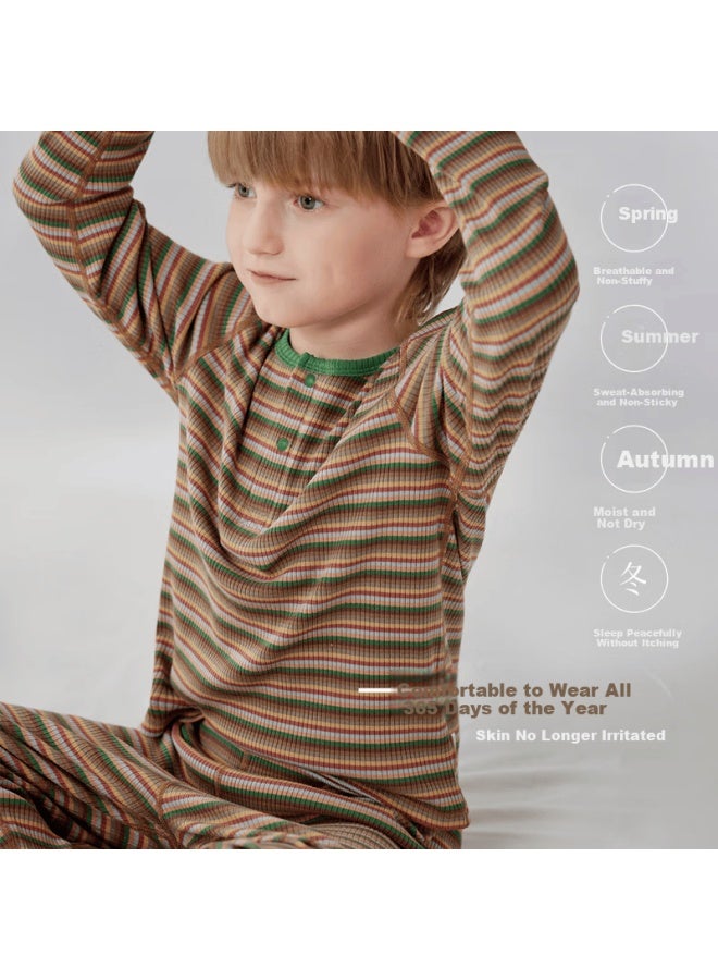 Junejunior Children's Summer Homewear Set Short Sleeve Modal Air Conditioning Clothes For Boys And Girls - Image 2
