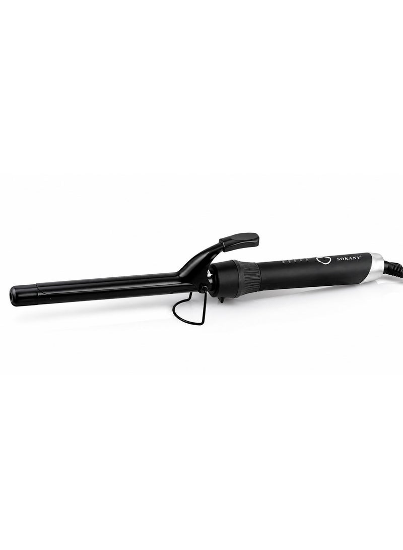 sokany SK-667 Hair Curling Iron – Rapid Heating, Digital Temperature Control, High-Heat Performance, Even Heat Distribution, Slim Barrel for Curls & Waves, Safety Clamp, 360° Swivel Cord, Ergonomic Heat-Resistant Design – Black - Image 1