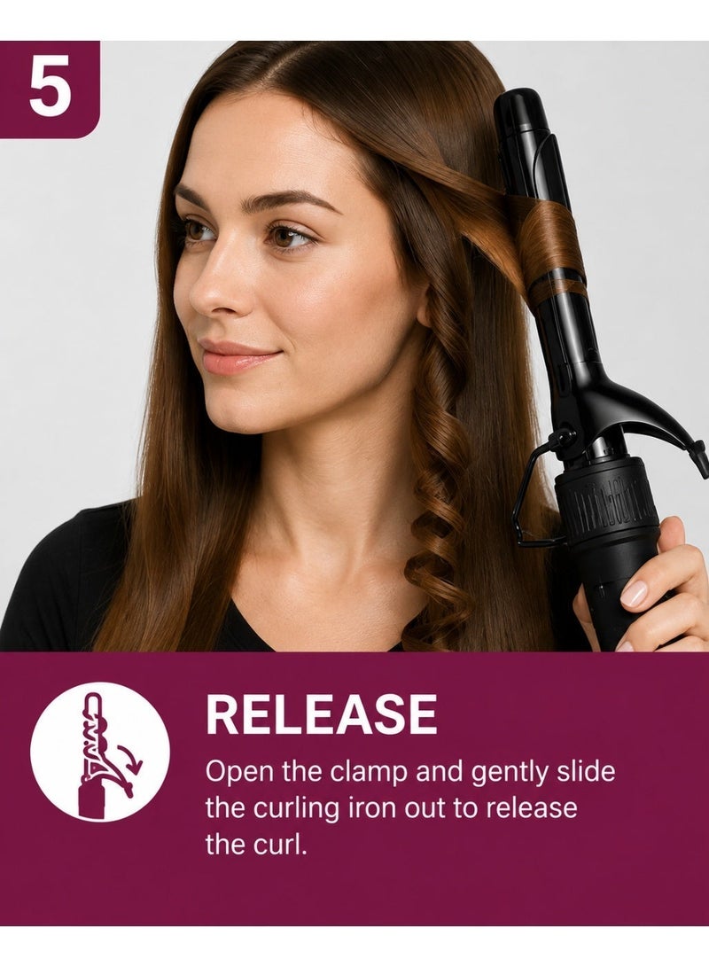 sokany SK-667 Hair Curling Iron – Rapid Heating, Digital Temperature Control, High-Heat Performance, Even Heat Distribution, Slim Barrel for Curls & Waves, Safety Clamp, 360° Swivel Cord, Ergonomic Heat-Resistant Design – Black - Image 4