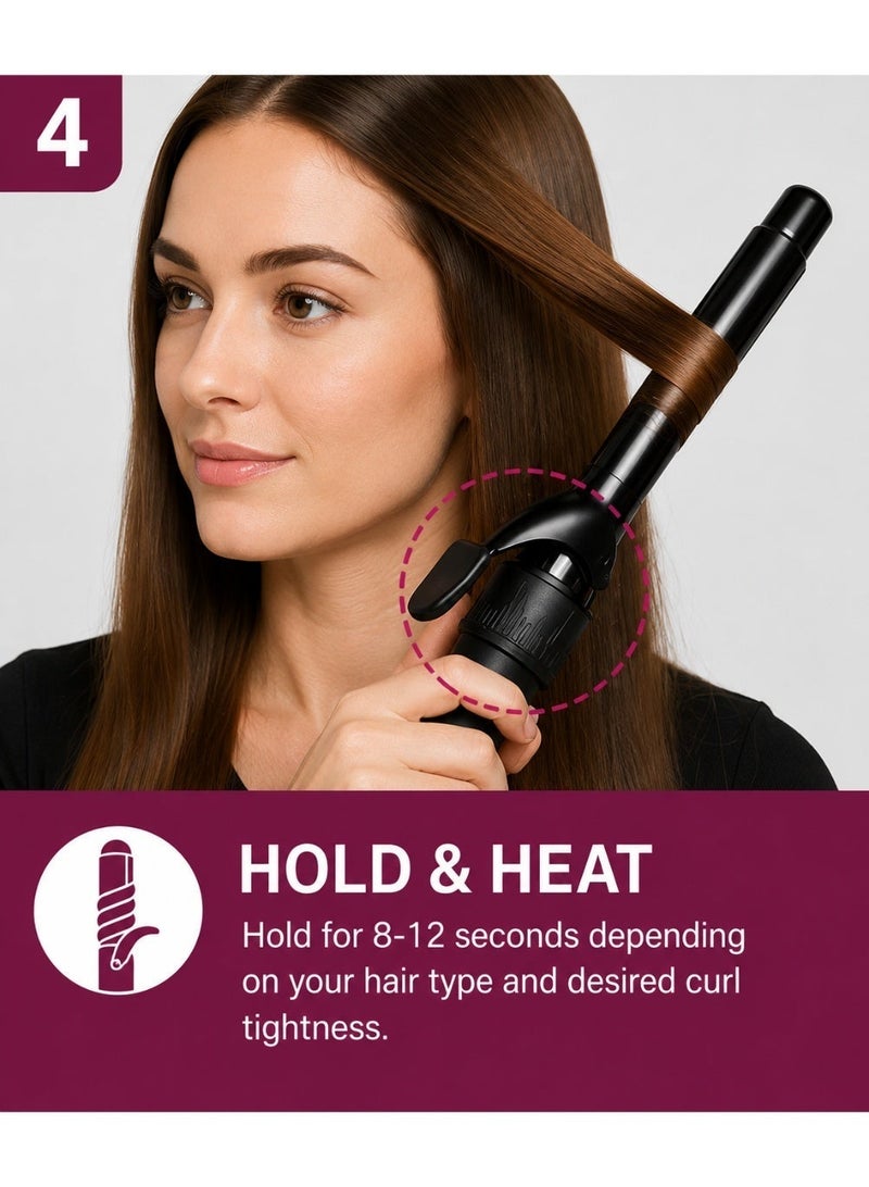sokany SK-667 Hair Curling Iron – Rapid Heating, Digital Temperature Control, High-Heat Performance, Even Heat Distribution, Slim Barrel for Curls & Waves, Safety Clamp, 360° Swivel Cord, Ergonomic Heat-Resistant Design – Black - Image 5