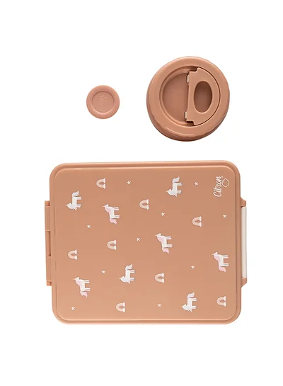 Citron Grand Lunchbox With 4 Compartments For Kids - Includes 1 Thermos Food Jar And 1 Sauce Container, Leak Proof And Bpa Free Lunch Box For Kids - Unicorn Blush Pink