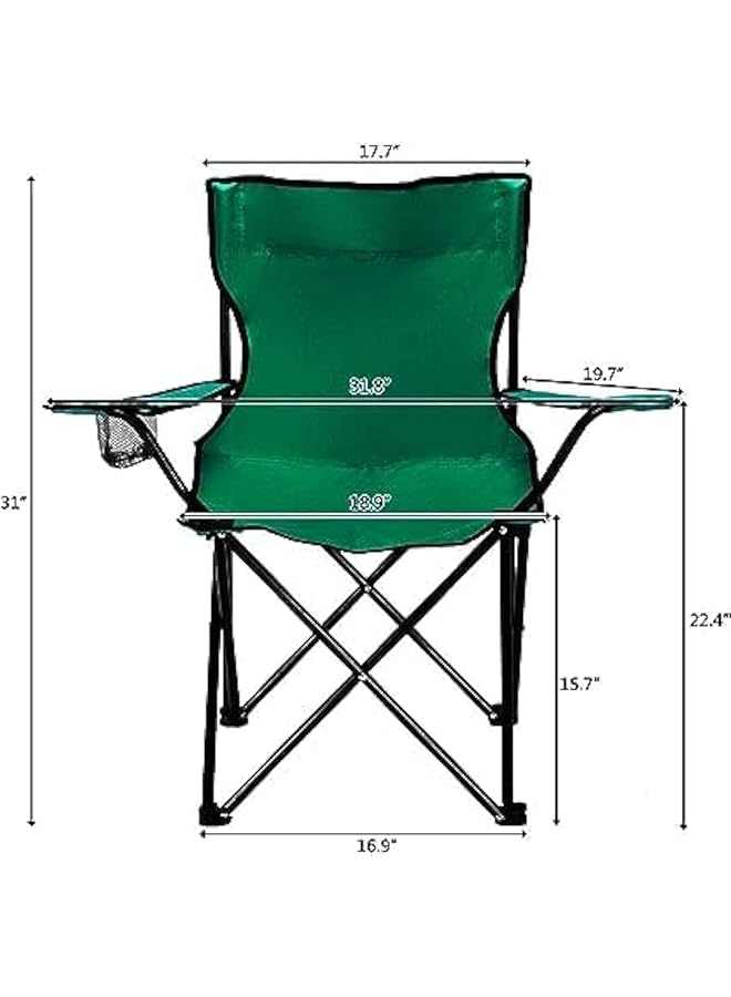 luksYol CAZADORA Folding Beach Chair Lightweight High Back Camping Chair for Adults Foldable Outdoor Seat with Carry Bag Ideal for Camp Beach Picnic Hiking (Green 50) - Image 2