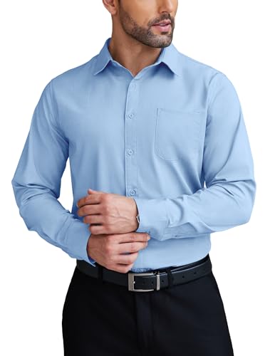 COOFANDY Mens Dress Shirts Wrinkle Free Long Sleeve Button Down Shirts Formal Business Shirt Light Blue - Image 1