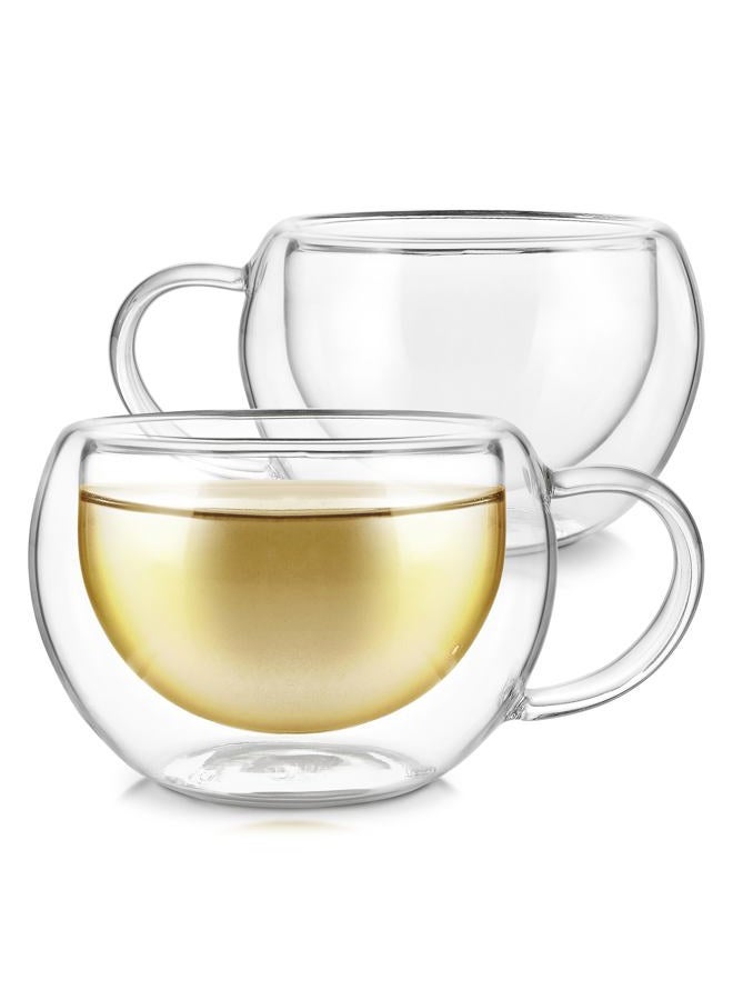Teabloom Modern Classic Insulated Cups – 6 oz / 200 ml – Set of 2 Double Walled Glass Cups for Tea or Coffee - Image 1