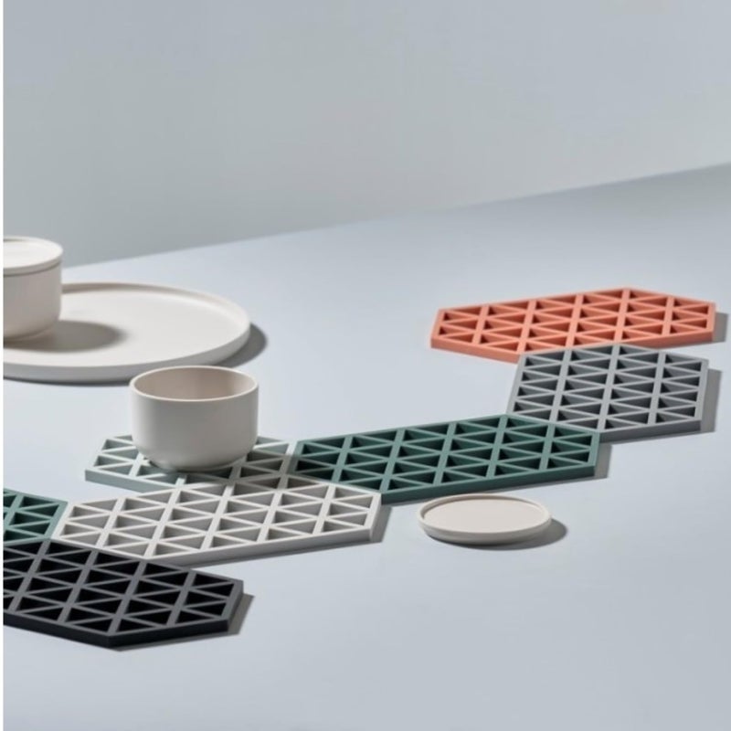 BENCI Large Hexagon Silicone Coasters 9.5" & Silicone Trivet Mats Kitchen Hot Pads Pot/Pan mat, Big Coasters for Drinks, for Outdoor Table, Hot Dishes, Countertop (Set of 4) - Image 4