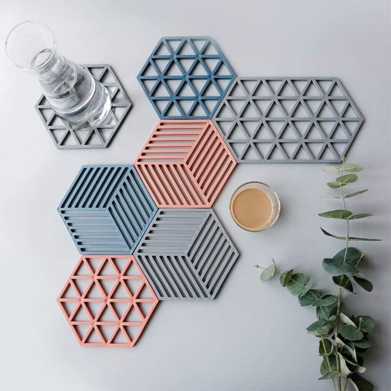 BENCI Large Hexagon Silicone Coasters 9.5" & Silicone Trivet Mats Kitchen Hot Pads Pot/Pan mat, Big Coasters for Drinks, for Outdoor Table, Hot Dishes, Countertop (Set of 4) - Image 5