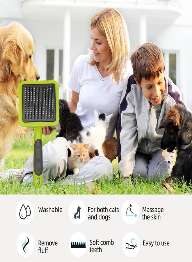 Histotree Green Self Cleaning Slicker Brush for Dogs&Cats Skin-Friendly Pet Brush for Shedding&Deshedding Pet Grooming Tool for Long&Short Haired Pets Gentle Remove Loose Hair Knots Tangles - Image 5