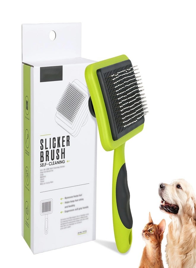 Histotree Green Self Cleaning Slicker Brush for Dogs&Cats Skin-Friendly Pet Brush for Shedding&Deshedding Pet Grooming Tool for Long&Short Haired Pets Gentle Remove Loose Hair Knots Tangles - Image 1