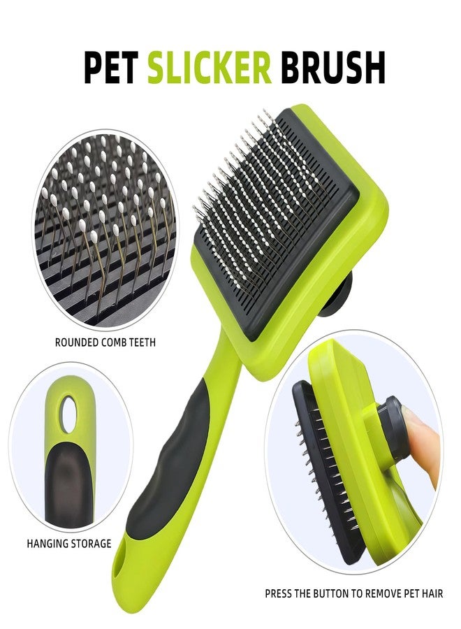 Histotree Green Self Cleaning Slicker Brush for Dogs&Cats Skin-Friendly Pet Brush for Shedding&Deshedding Pet Grooming Tool for Long&Short Haired Pets Gentle Remove Loose Hair Knots Tangles - Image 2