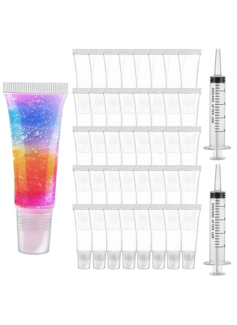 8Ml Mini Lip Gloss Tubes 100 Pack Clear Lip Balm Tubes Empty Lipgloss Tubes Bulk Lip Balm Containers Lip Gloss Bottles Refillable Squeeze Tubes With 2 Pack 20Ml Syringe For Lip Gloss Supplies