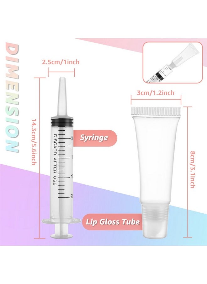 8Ml Mini Lip Gloss Tubes 100 Pack Clear Lip Balm Tubes Empty Lipgloss Tubes Bulk Lip Balm Containers Lip Gloss Bottles Refillable Squeeze Tubes With 2 Pack 20Ml Syringe For Lip Gloss Supplies