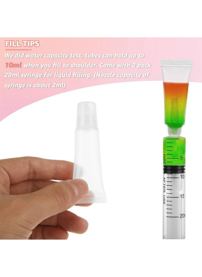 8Ml Mini Lip Gloss Tubes 100 Pack Clear Lip Balm Tubes Empty Lipgloss Tubes Bulk Lip Balm Containers Lip Gloss Bottles Refillable Squeeze Tubes With 2 Pack 20Ml Syringe For Lip Gloss Supplies