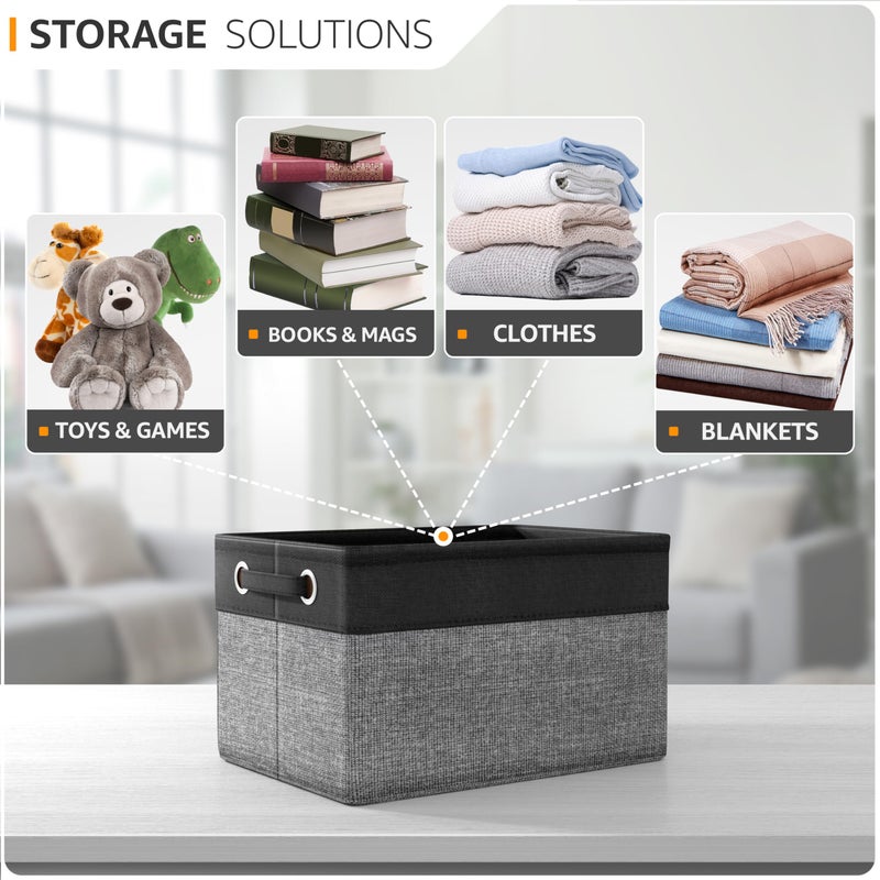 Sorbus Fabric Storage Cubes 15 Inch- Big Sturdy Collapsible Canvas Storage Bins with Dual Handles- Foldable Closet Cubes- Decorative Storage Baskets for Shelves | Home & Office Use- 3 Pack| Grey/Tan - Image 5