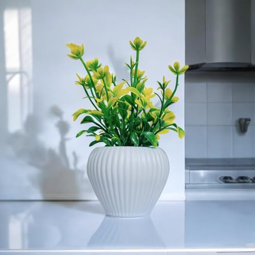 Flora Planet® Artificial Plants Pack of 4 | Multi Variety | Durable Plastic | Ideal for Hassle-Free Home Decor and Wall Decor | 6 cm X 15 cm | Perfect Home Decor Items - Image 3