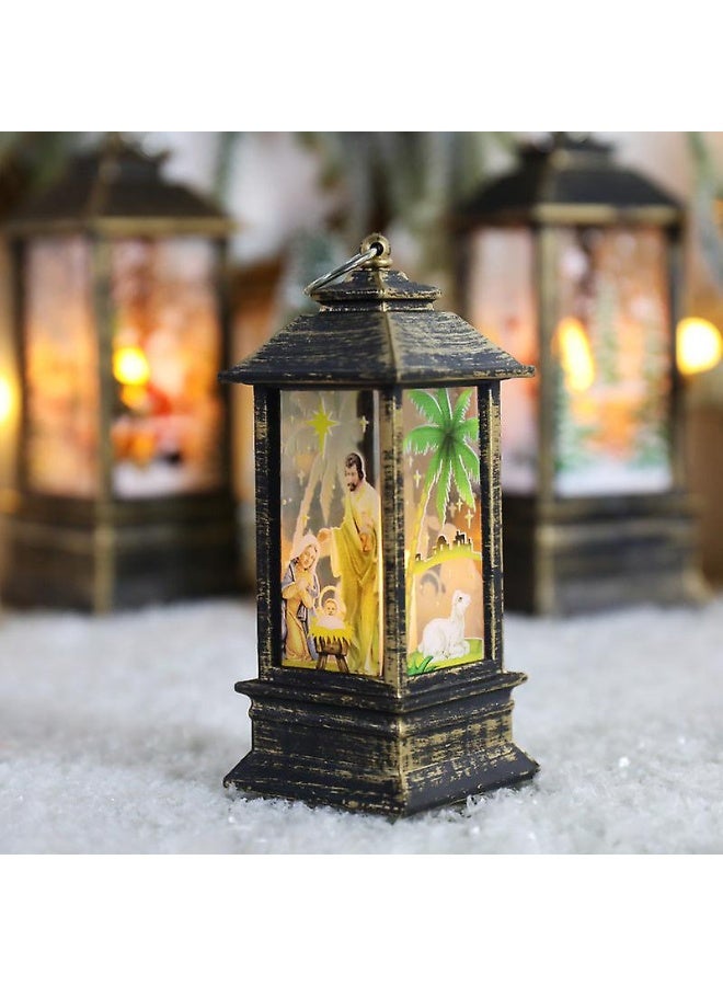 Christmas Storm Lantern Candlestick Lamp – LED Christmas Night Light with Santa or Snowman Design – Retro Desktop Decorative Lamp - Image 1