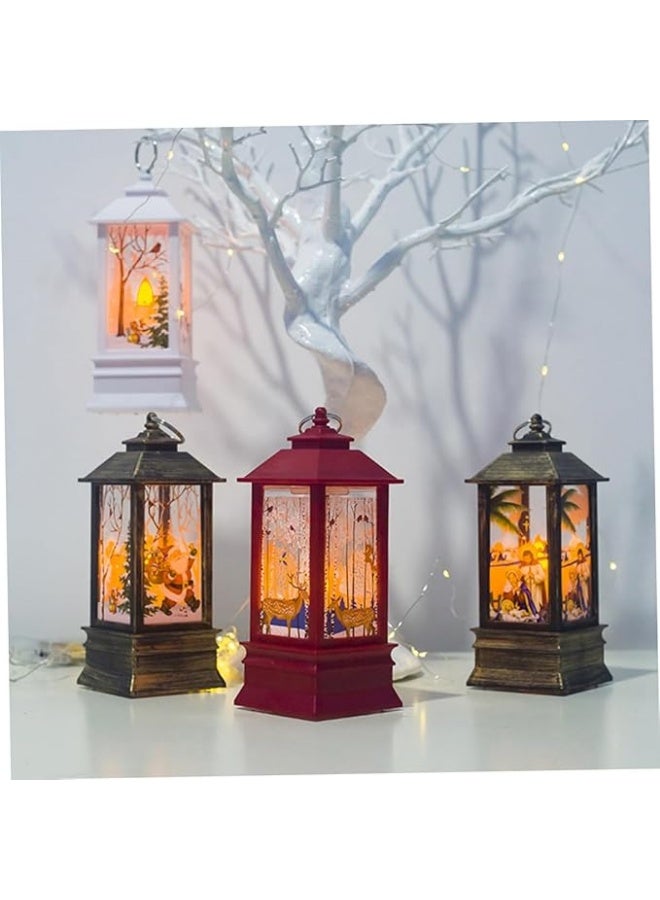Christmas Storm Lantern Candlestick Lamp – LED Christmas Night Light with Santa or Snowman Design – Retro Desktop Decorative Lamp - Image 3