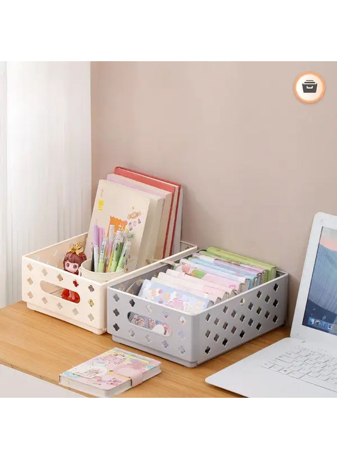 Cream White Foldable Storage Basket Organizer Collapsible Stackable Bin For Home Office Kitchen - Image 1