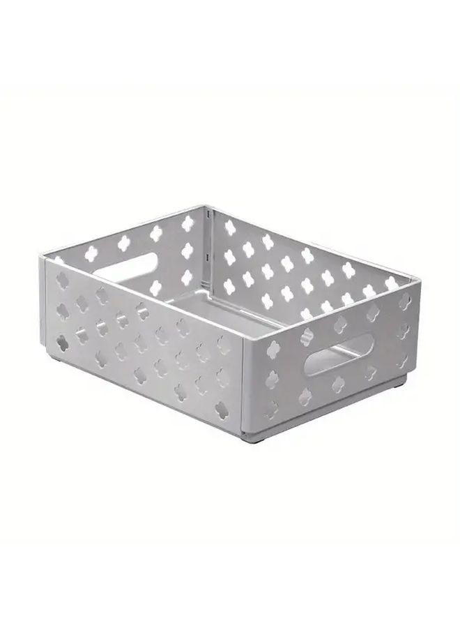 Cream White Foldable Storage Basket Organizer Collapsible Stackable Bin For Home Office Kitchen - Image 4