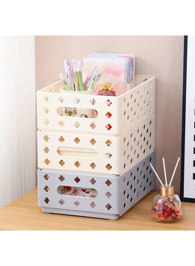 Cream White Foldable Storage Basket Organizer Collapsible Stackable Bin For Home Office Kitchen - Image 2