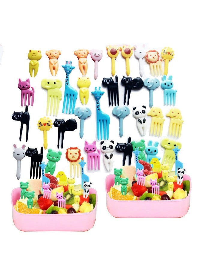 UOUYOO 36 Pcs Animal Food Picks For Kids, Cute Cartoon Animal Fruit Food Toothpicks,Reusable Lunch Picks For Kids Bento, Lunch Bento Box Picks For Toddler,Kids Lunch Accessories  - Image 1