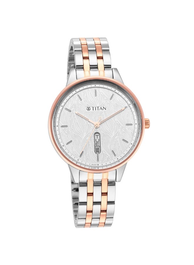 TITAN ساعة Workwear بمينا فضية وحزام من الفولاذ المقاوم للصدأ بلونين 2648KM01 - Image 1
