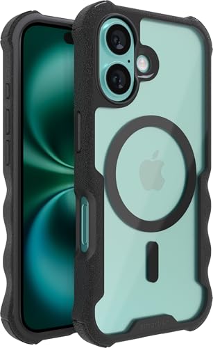 Smartish iPhone 16 Protective Magnetic Case Gripzilla Compatible with MagSafe Rugged Tough Heavy Duty Grip Armored Slim Cover wDrop Tested Protection for Apple iPhone 16 Clearly Black - Image 1