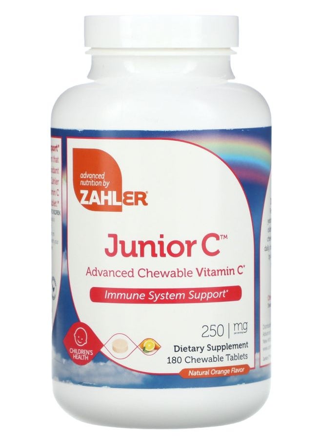 Zahler Junior C Advanced Chewable Vitamin C Natural Orange 250 mg 180 Chewable Tablets 