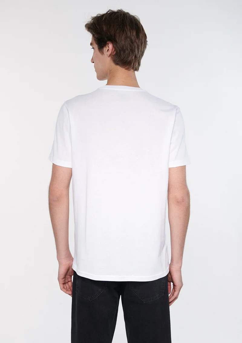 مافي Blue Men's Blue Jeans Printed White T-Shirt 066195-620