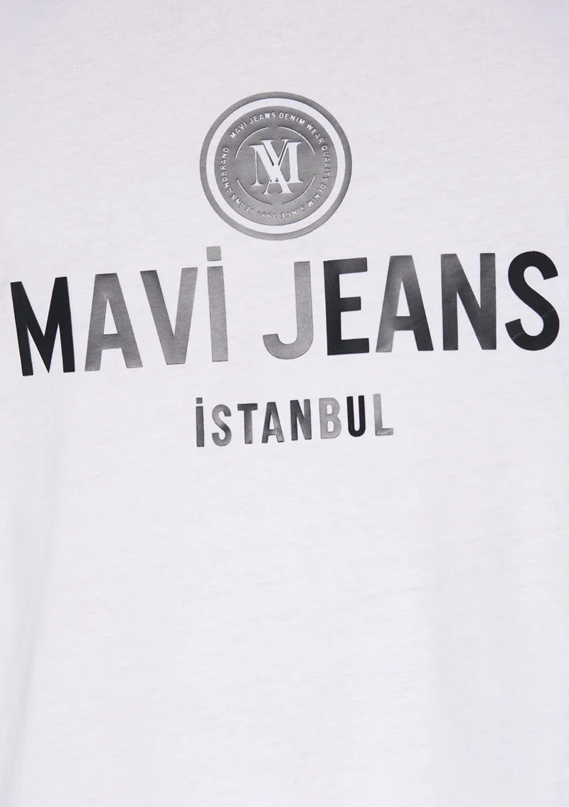 مافي Blue Men's Blue Jeans Printed White T-Shirt 066195-620