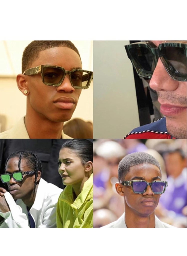 Captaintech Square Oversized Sunglasses Women Men Thick Frame Rectangle Sun Glasses Stylish Eyeglasses Vintage Lightweight UV400 Protection for Shopping Outdoor Sport Hiking Fishing  - Image 5