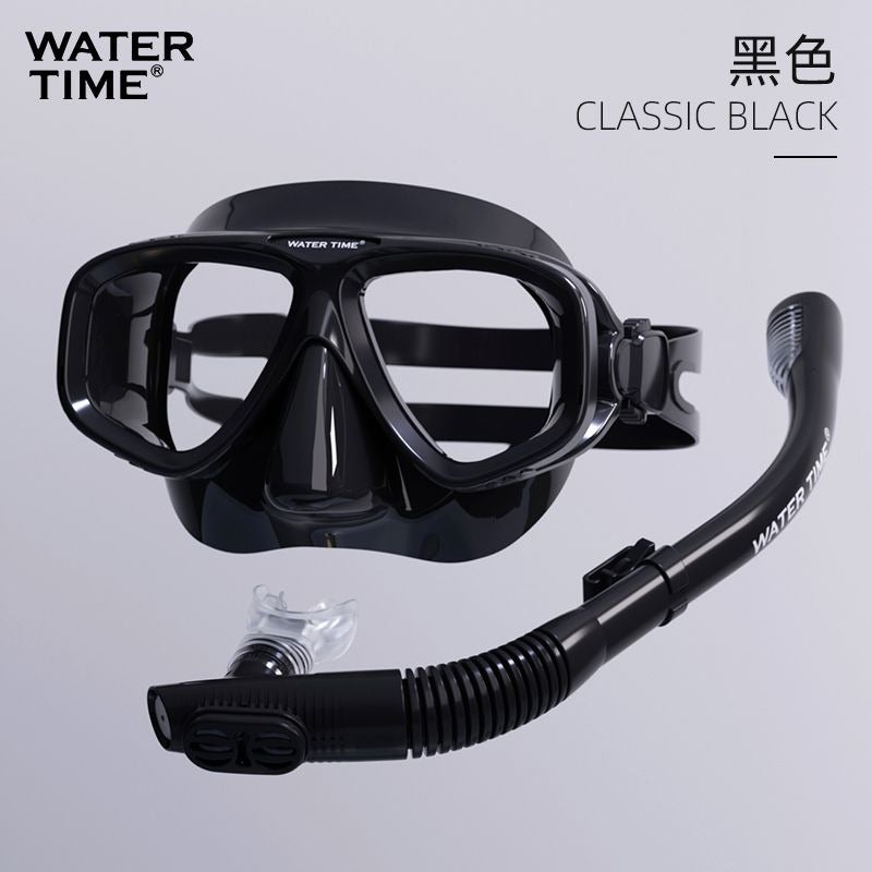 WATERTIME مجموعة نظارات الغطس وغطاء التنفس من واترتايم - قناع غوص احترافي مع أنبوب تنفس، متوافق مع العدسات الطبية - Image 1