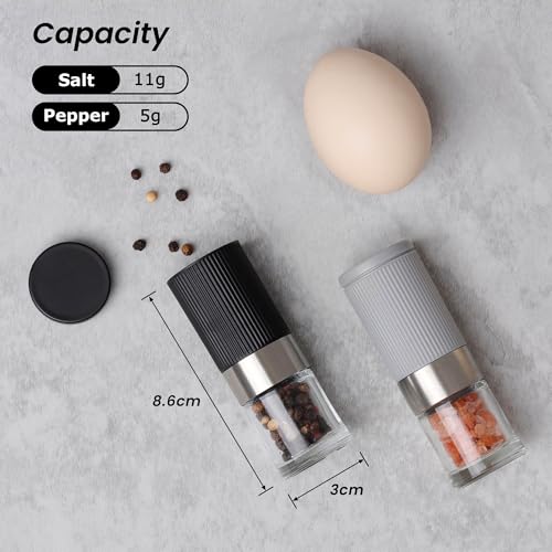 VEVOK CHEF Mini Salt and Pepper Grinder Set, Small Tiny Adjustable Coarseness Ceramic Salt Grinder with Funnel and Bag Portable Handy Spice Pepper Mill Shaker For Outdoor Party Lunch Bag Kitchen - Image 2