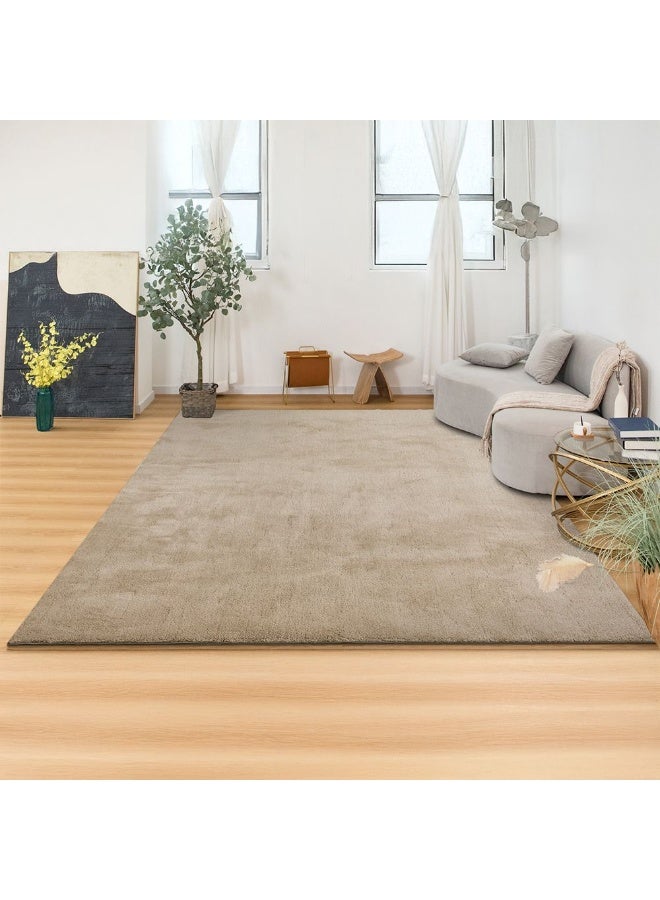 DANUBE HOME Nova Tufted Shaggy Solid Rug | Washable Solids Style | Polyester Area Rug Floor Covering | Indoor Carpet For Living Room Dining Bedroom 240X340cm-Camel - Image 1