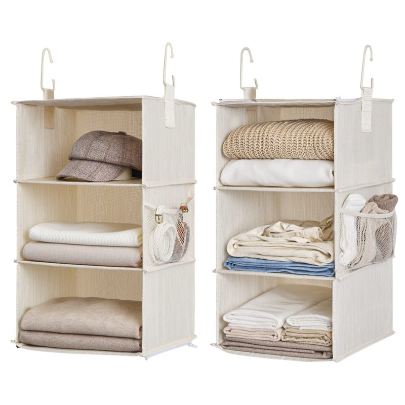 StorageWorks 6Shelf Closet Organizers Two 3Shelf Separable Hanging Shelves for Closet 12 D x 12 W x 48 H Mixing of Beige White Ivory