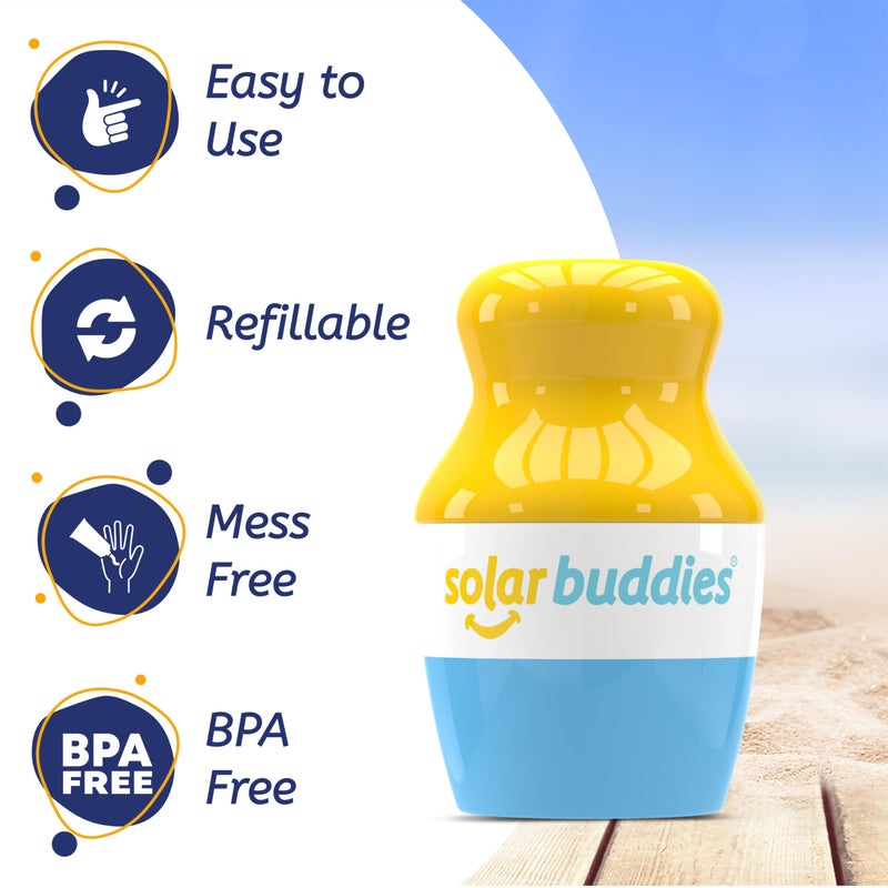 Solar Buddies Blue Bag Bundle Set For Solar Buddies Refillable Roll On Sunscreen Suncream Applicator Bag Bundle With Applicator Carabina Clip For Families, Kids, Adults, Travel Set - Image 3
