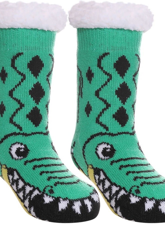 LINEMIN Girls Boys Warm Slipper Socks Child Cozy Soft Fleece Lined Thick Sherpa Winter Indoor Christmas Socks, Tiger, 8-12 Years - Image 1