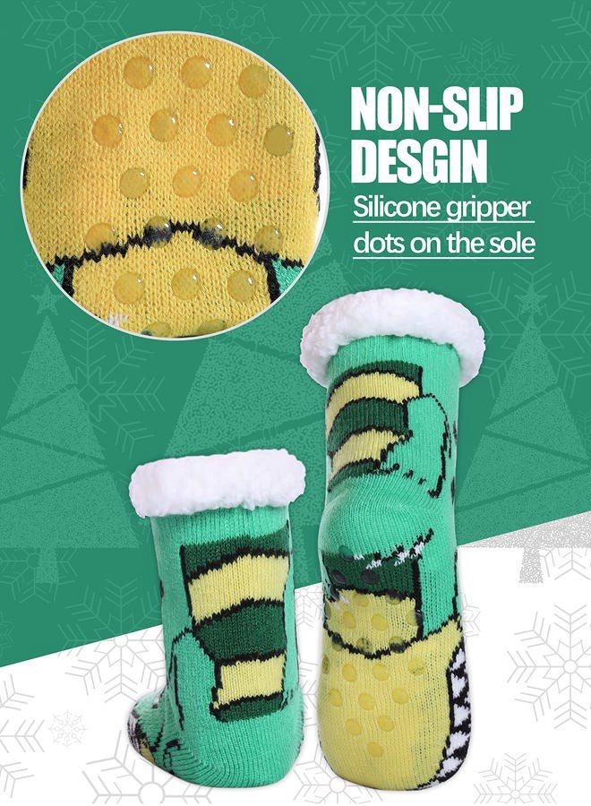 LINEMIN Girls Boys Warm Slipper Socks Child Cozy Soft Fleece Lined Thick Sherpa Winter Indoor Christmas Socks, Tiger, 8-12 Years - Image 3