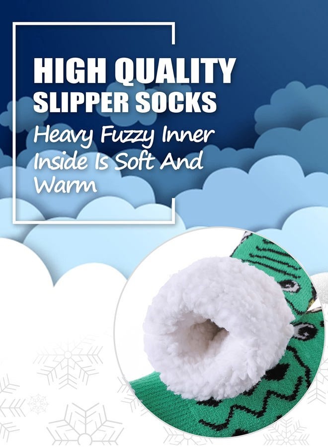 LINEMIN Girls Boys Warm Slipper Socks Child Cozy Soft Fleece Lined Thick Sherpa Winter Indoor Christmas Socks, Tiger, 8-12 Years - Image 5