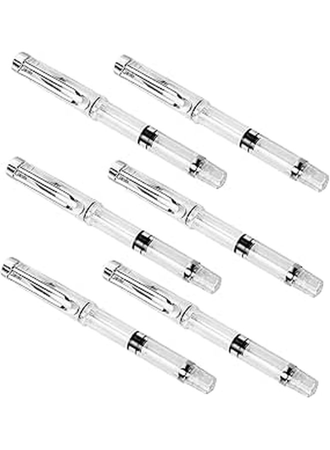 6pcs White Natural Hair Fountain Ink Brush Pen Set Soft Tip Calligraphy Pens Flexible Nib For Beginners Writing And Calligraphy Illustration - Image 1