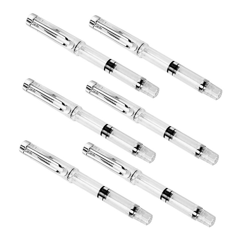 6pcs White Natural Hair Fountain Ink Brush Pen Set Soft Tip Calligraphy Pens Flexible Nib For Beginners Writing And Calligraphy Illustration - Image 2