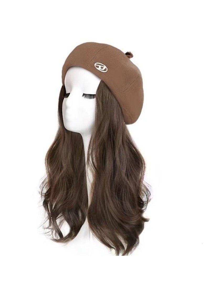 Wig hat curly hair one piece slightly curly cosplay wig costumes dress up wig  - Image 1