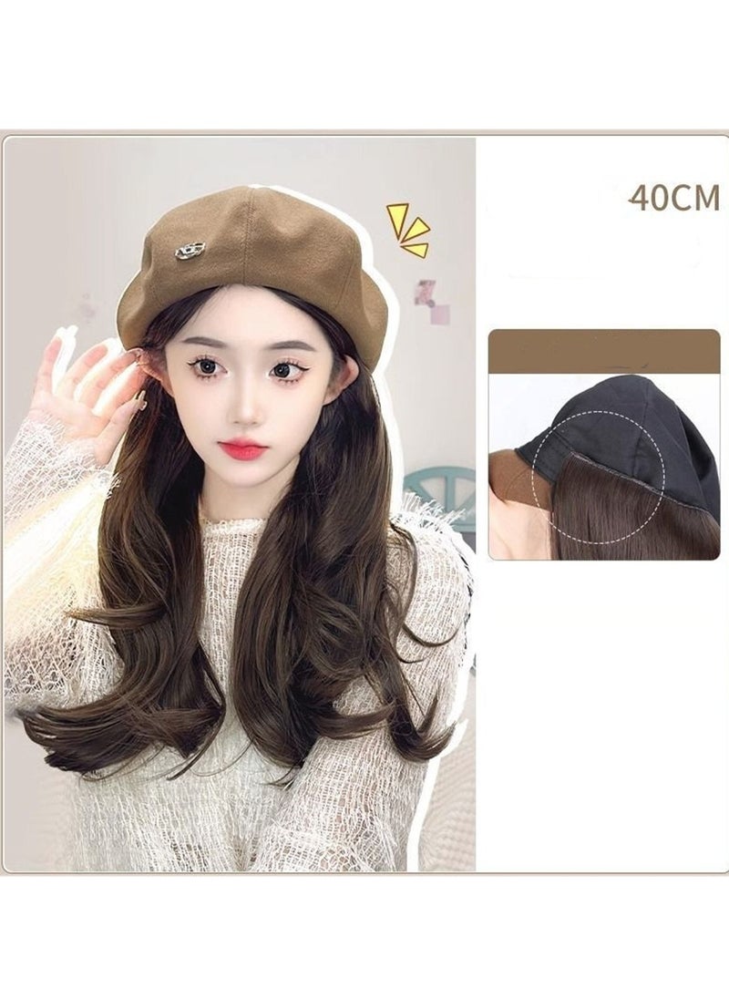 Wig hat curly hair one piece slightly curly cosplay wig costumes dress up wig  - Image 2