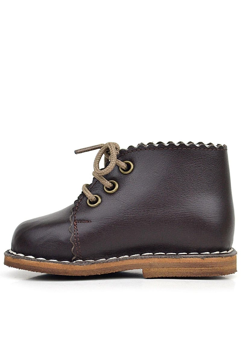 Rakerplus Handmade brown Raker Plus lace-up shoes in genuine leather for little girls - Image 1