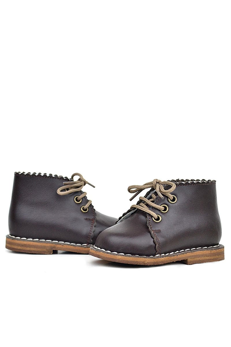 Rakerplus Handmade brown Raker Plus lace-up shoes in genuine leather for little girls - Image 5